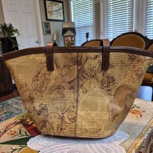 Patricia Nash Large Italian Leather Brown Tote Bag With Matching Wallet